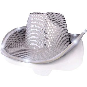 Flashing Lights Silver Cowboy Hat